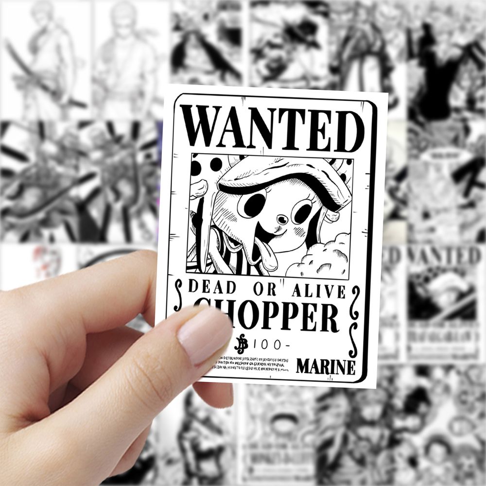 63张黑白航海王贴纸动漫周边路飞山治卡通装饰手机壳电脑防水贴画