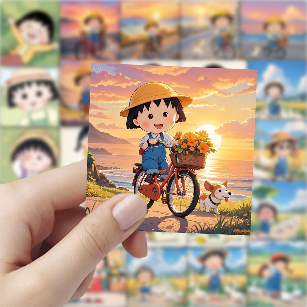 118张樱桃小丸子贴纸卡通可爱动漫人物手机壳笔记本防水装饰贴画