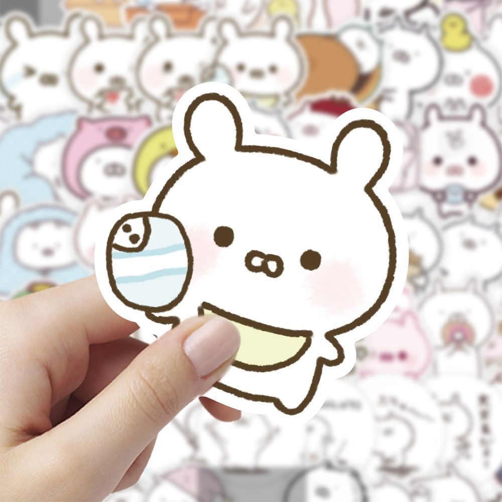 120贴可爱兔丸贴纸卡通表情装饰笔记本手账手机diy贴画防水桌面