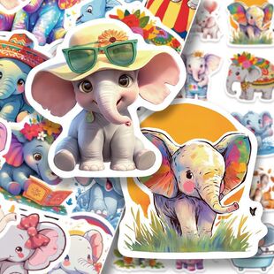 可爱大象卡通儿童ins贴纸diy防水装饰桌面手机创意手账防水小贴画