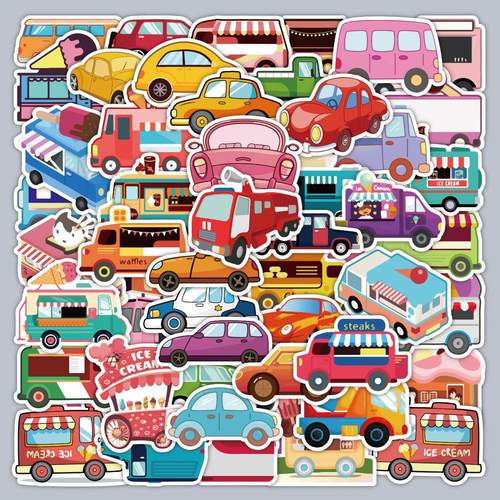 原创卡通汽车交通工具贴纸幼儿园老师奖励儿童益智手账手机贴画