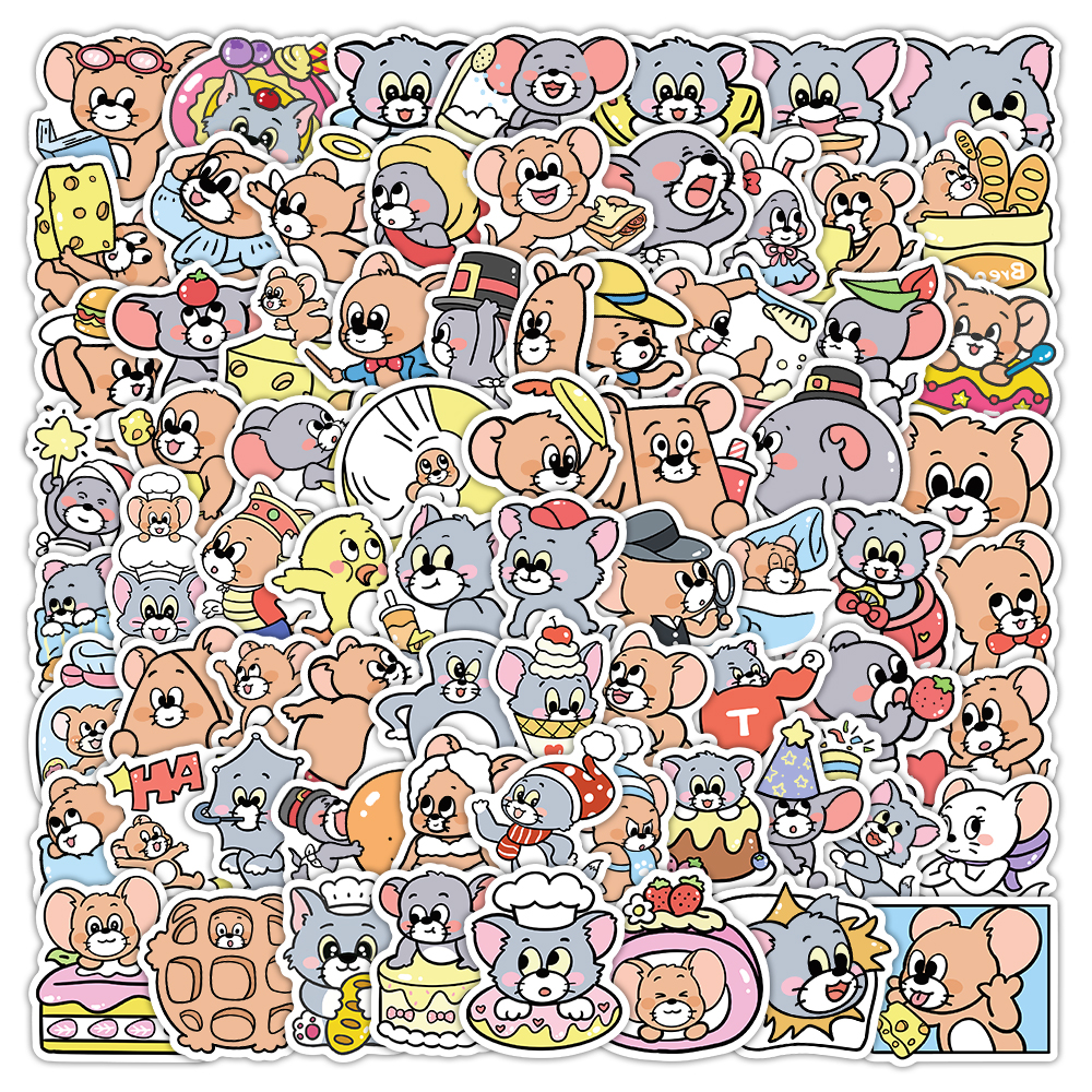 200张猫咪和老鼠贴纸汤姆和杰瑞