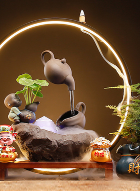 悬壶流水摆件循环水招财客厅室内加湿办公室创意桌面摆设开业礼品