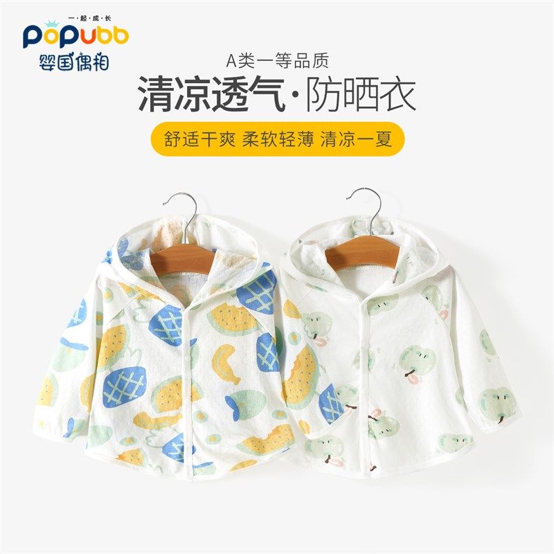 婴儿外套夏季薄款宝宝开衫空调服女童小披肩男童防晒衣服海边罩衣图片