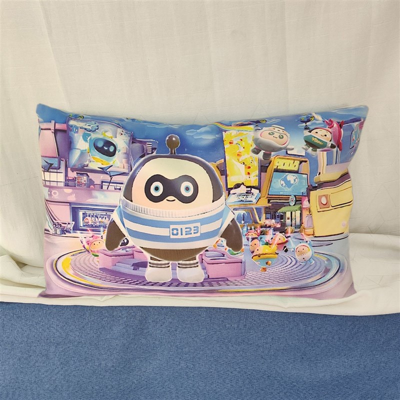 蛋仔儿童枕头幼小中学生午休趴睡枕护颈乳胶枕芯靠垫抱枕套环保印