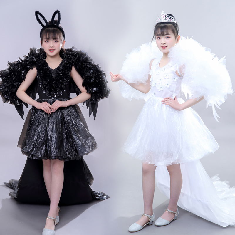 六一儿童环保服装幼儿园手工创意diy亲子演出女童时装走秀塑料袋