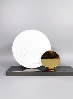 新中式金属大理石屏风摆件软装饰品办公室售楼处家居电视柜艺术品