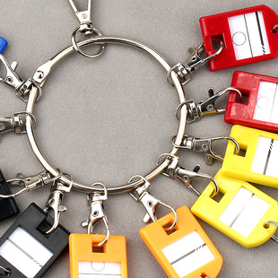 钢圈龙虾扣挂钩钥匙扣挂件多功能钥匙盘标记牌房东多卡位书写号牌