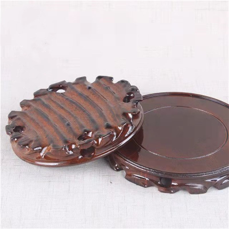 花盆花瓶鱼缸奇石茶壶圆形根雕实木底座   佛像摆件木制手工托架