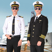 新款 外套邮轮游艇航运船务工作服 船长海员船员黑色制服男春秋西装