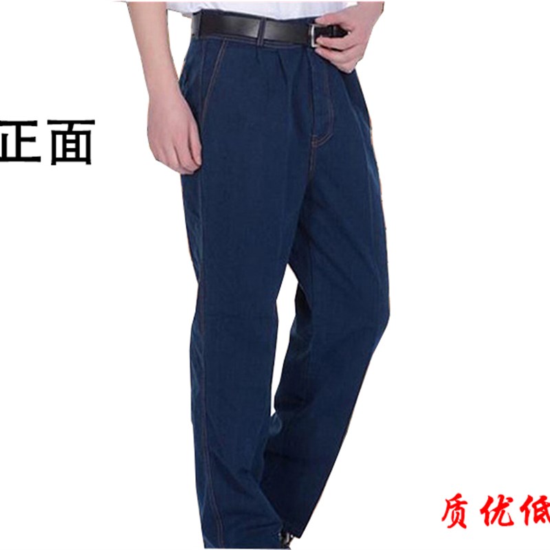 纯棉防烫耐磨耐烧牛仔电焊工作服长裤男下装机车汽修劳保宽松大码