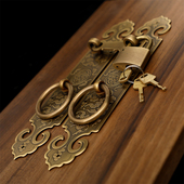 中式 大门拉手纯铜蝙蝠雕花加厚木门直条把手门搭扣锁插销拉环明装