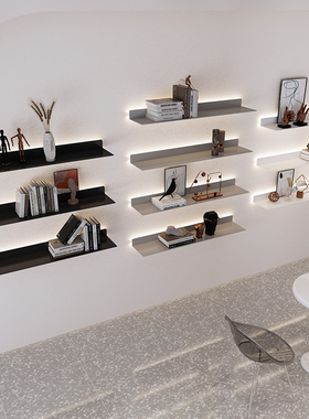 一字板发光墙上展示架壁挂装饰隔板客厅手办层板挂墙书架置物架