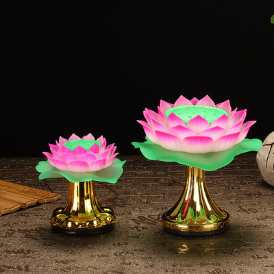 LED莲花灯小荷花观音菩萨财神长明灯家用供具神台灯佛前供灯电池