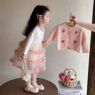 女童连衣裙春秋款2025新款洋气套装裙子宝宝网纱公主裙儿童蓬蓬裙