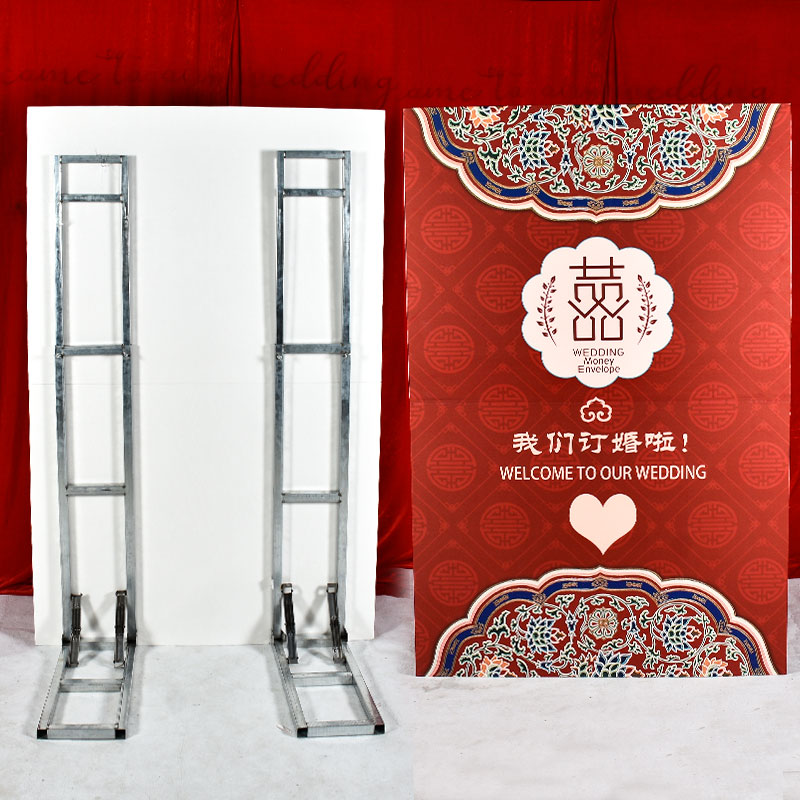 婚礼KT板支架铁艺背景展架白色可调节婚宴舞台支撑架路引展示架立图片