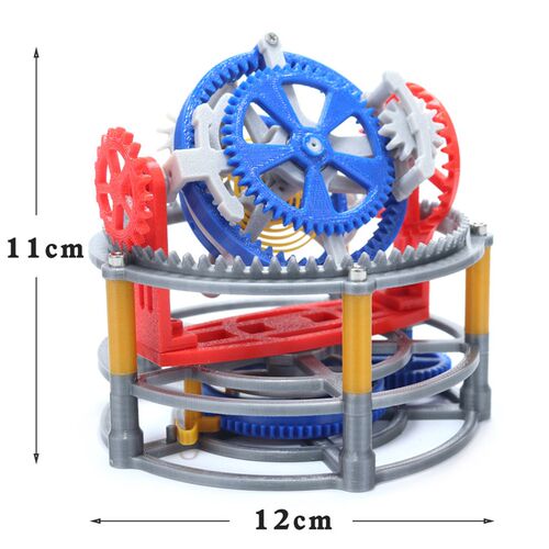 DIY制作陀飞轮模型3D印表机械摆钟内部结构原理 发条动力科教玩具