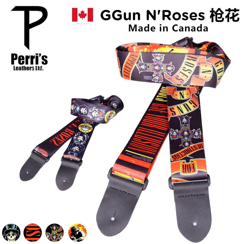 加拿大 Perris派瑞斯Gun N Roses枪花签名款皮/布制电木吉他背带