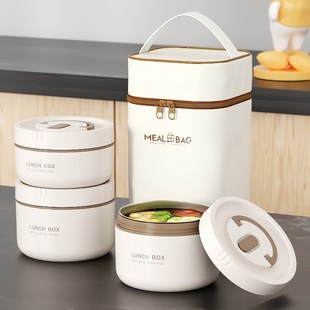 304不锈钢饭盒上班族手提分隔便当盒可微波炉加热大容量带保温袋