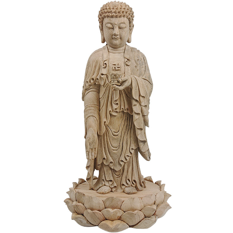 家用阿弥陀佛佛像实木阿弥陀佛像如来佛像木雕摆件无量光佛 圣造