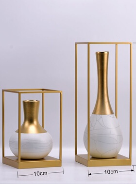 新中式金色陶瓷花瓶样板房间客厅酒柜玄关家居茶几办公室软装摆件