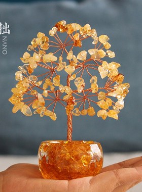 天然水晶发财树家居客厅办公室桌面工位装饰品创意摆件招财许愿树