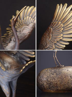 铜金岁月铜鹤摆件金属铜工艺品客厅卧室家居装饰送礼老人祝寿礼物