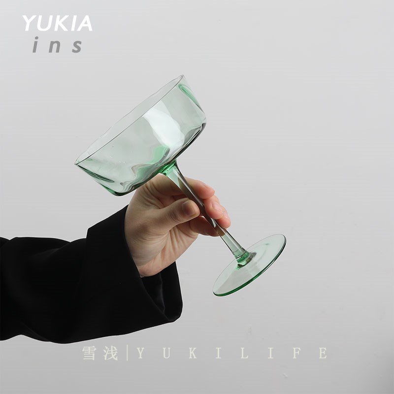 绿魔幻杯 绿硝子高脚杯水晶玻璃鸡尾酒杯精酿啤酒杯子 网红时尚款