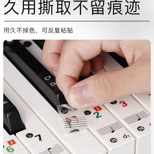 88/61/54键通用电子琴手卷钢琴琴贴钢琴键盘贴纸五线谱简谱键位贴