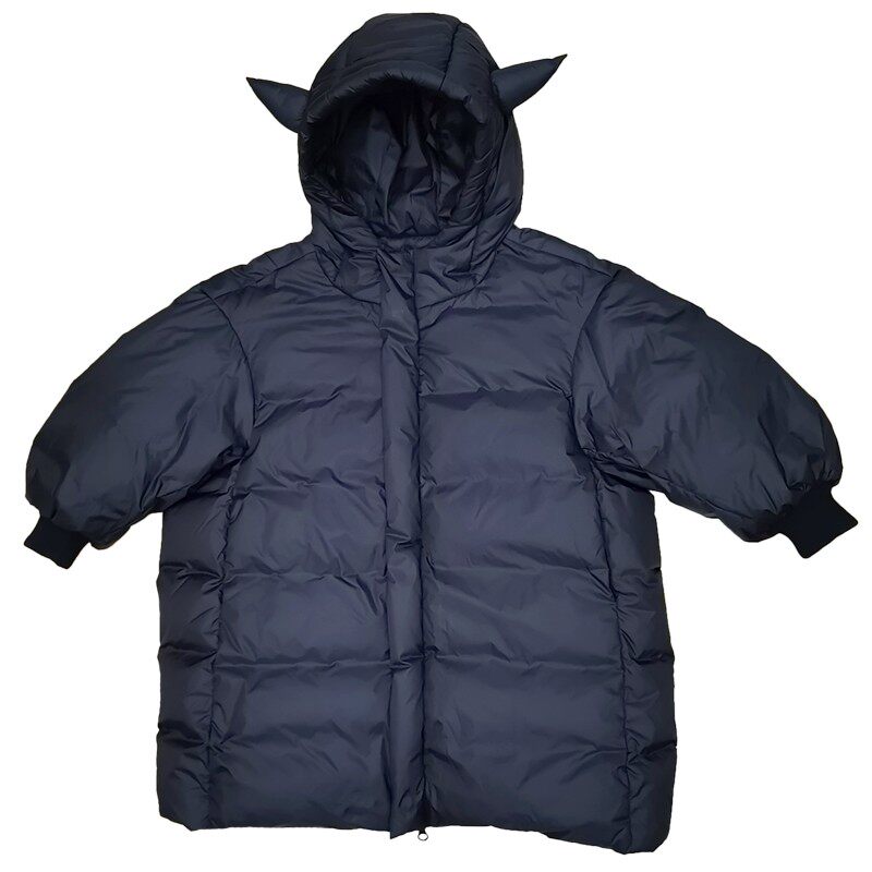 韩国儿童羽绒服小恶魔过膝长款男童女童宝宝秋冬连帽加厚宽松外套