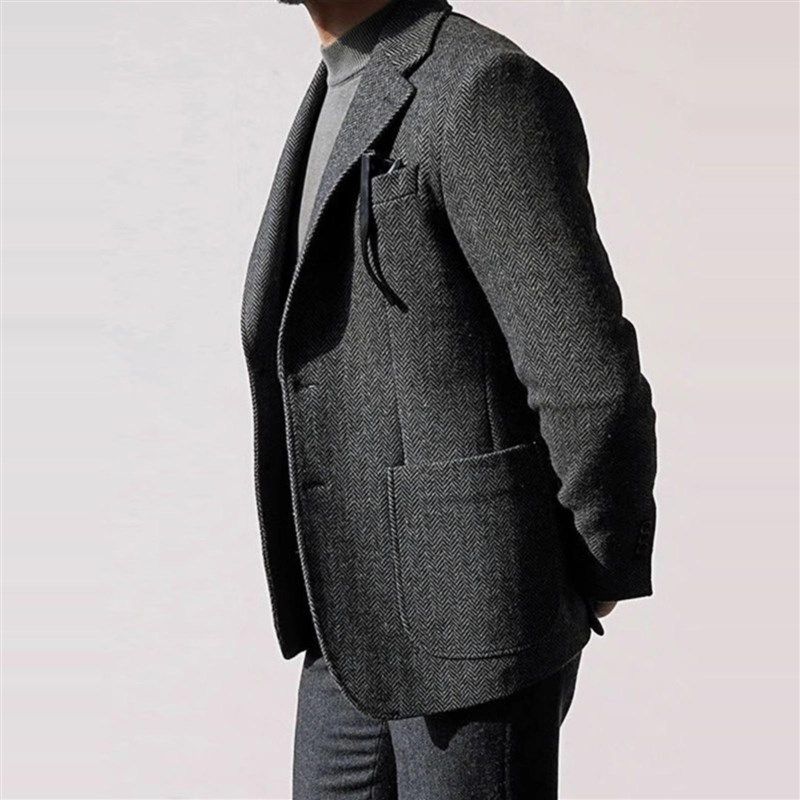 男士大码西服外套秋冬英伦复古羊毛人字纹欧美粗花呢加厚毛呢外套,男装,休闲西服,淘宝优惠券,粉丝福利购,淘宝优惠卷