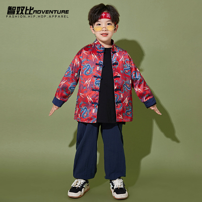 儿童国潮汉服男童唐装中国风套装女童旗袍合唱服元旦啦啦队演出服