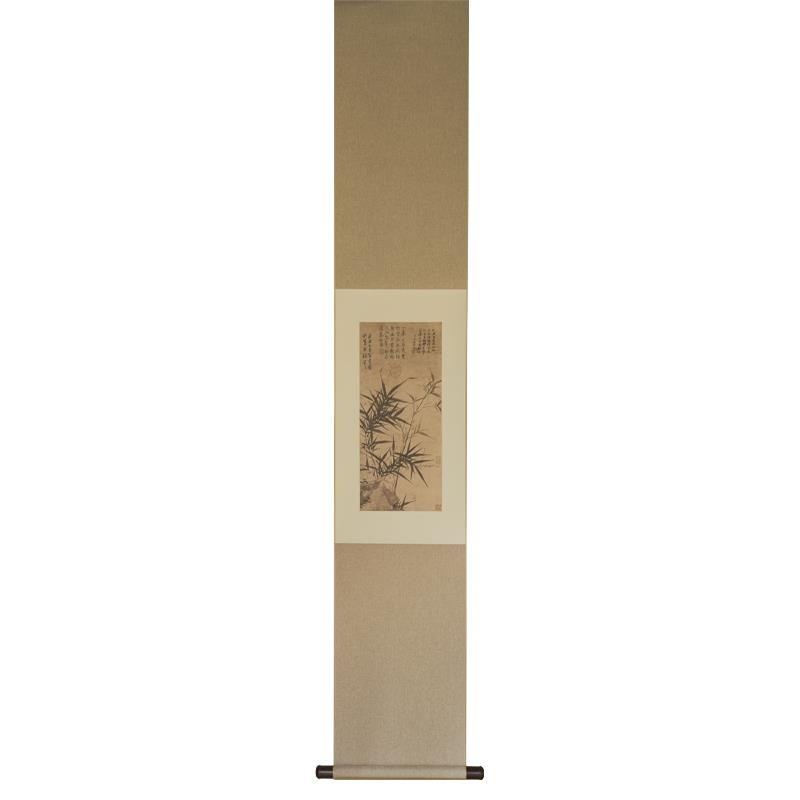 是名一鹿  墨竹写意国画中式仿古装饰画竹子挂画文艺空间卷轴