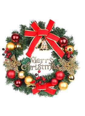 圣诞花环40cm50cm圣诞装饰品圣诞节装饰摆件挂饰场景布置橱窗门挂