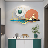 轻奢挂钟客厅大气招财鹿时钟挂墙家用时尚 饰钟表轻奢 北欧创意装