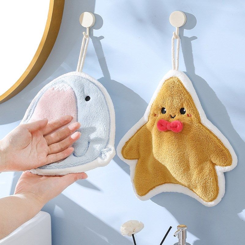 厨房擦手毛巾珊瑚绒加厚吸水不掉毛可爱挂式卡通抹手巾手帕卫生间,家庭/个人清洁工具,厨房擦手巾,淘宝优惠券,粉丝福利购,淘宝优惠卷