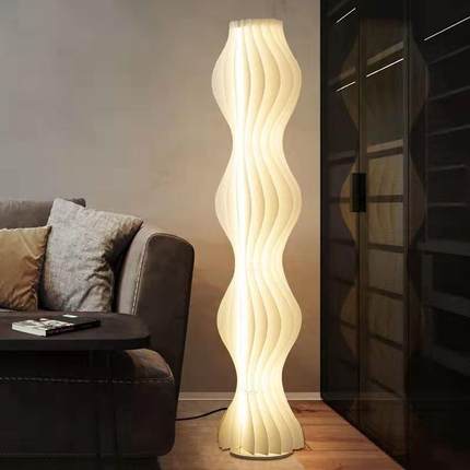 北欧白色草裙客厅卧室展厅百褶灯现代简约亚克力光影艺术落地灯