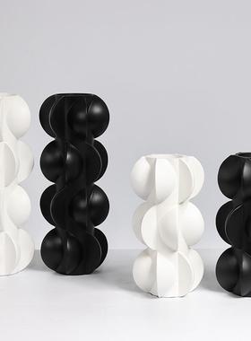 现代北欧黑白几何螺旋花瓶花器摆件家居样板间酒店会所售楼部饰品