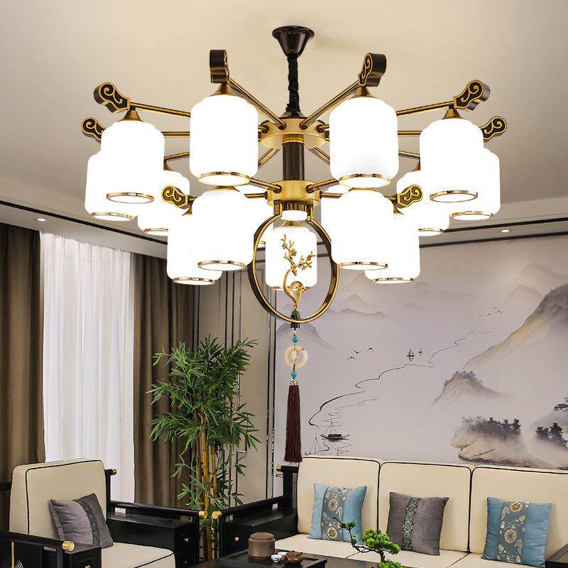 新中式吊灯客厅灯复式楼大厅2022新款简约书房卧室灯LED餐厅吊灯