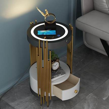 极简落地灯ins风北欧客厅沙发边床头柜置物一体高级感氛围茶几灯