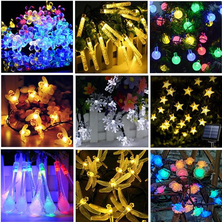 现货户外防水圣诞灯饰节日灯庭院装饰彩灯太阳能灯串LED串灯