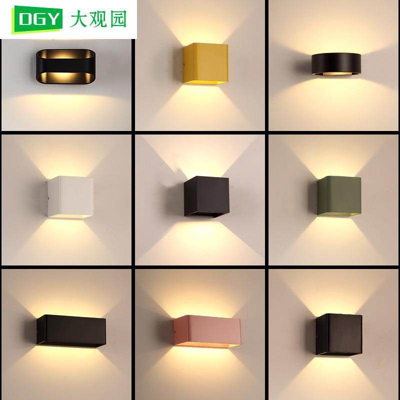 壁灯卧室床头灯具现代简约led北欧盒子楼梯客厅电视背景墙壁灯具