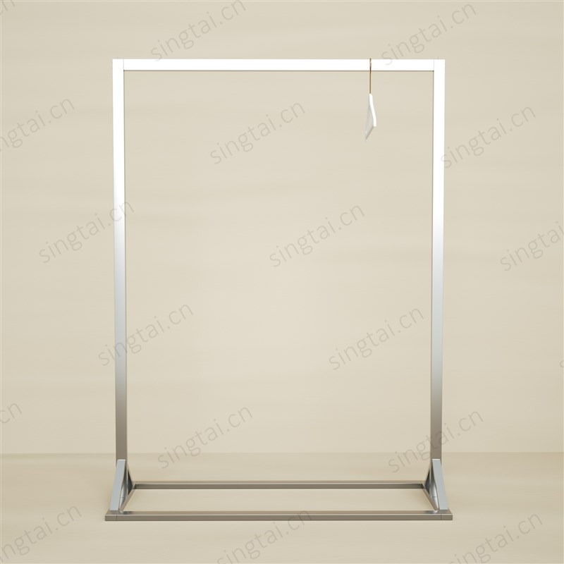 简约服装店衣架子落地式中岛架正挂不锈钢拉丝银色展示挂衣架货架