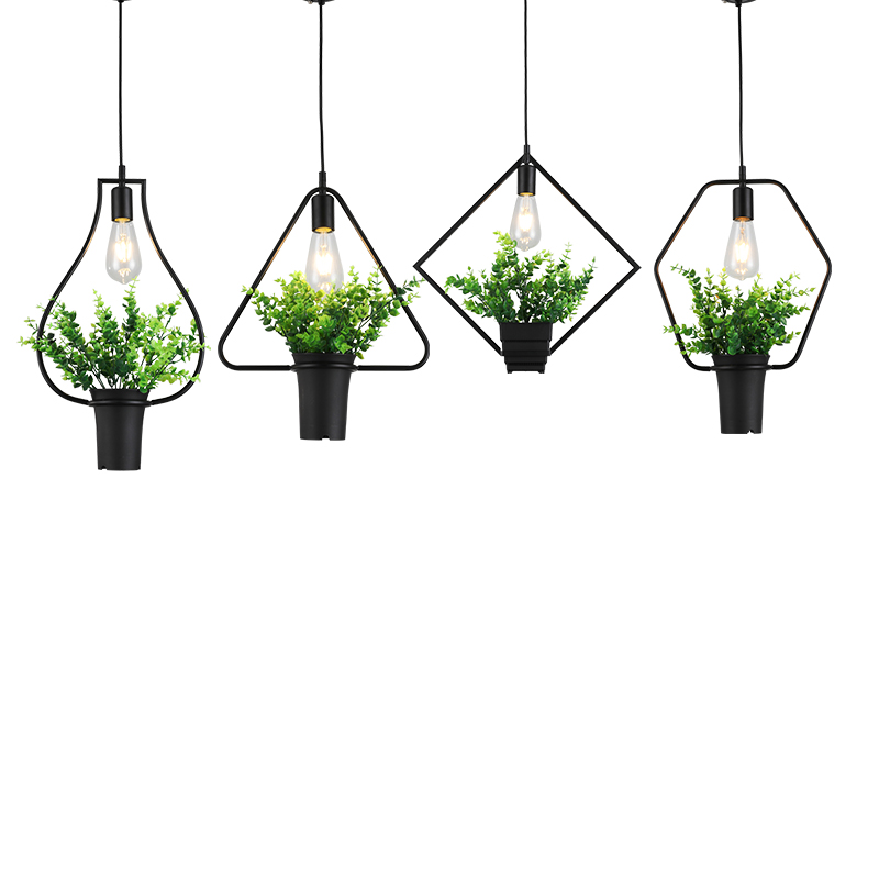 植物吊灯工业风格创意个性火锅餐厅服装店铺吧台花草绿植复古灯具
