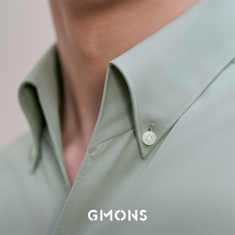 【薄荷凉感】吉约蒙长袖衬衫男灰绿色商务正装夏季内搭一片领衬衣