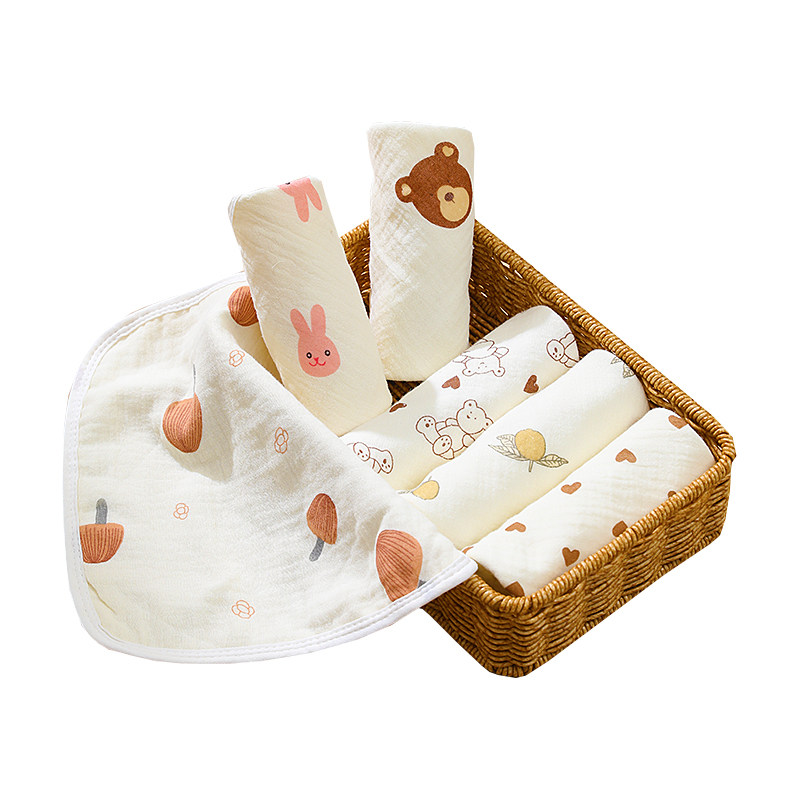 幼儿园毛巾儿童专用带挂绳数字绣名字纯棉纱布卡通入园童巾小方巾