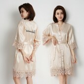 婚礼晨袍女新娘伴娘团丝绸闺蜜结婚睡衣蕾丝睡袍浴袍女长款 伴手礼