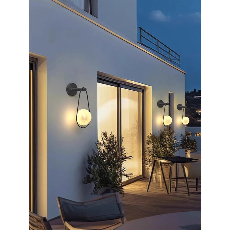 户外防水月球壁灯人体感应圆球灯别墅庭院花园阳台氛围外墙壁灯