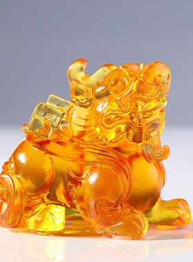 琉璃貔貅摆件琥珀紫蓝水晶客厅装饰品收银台开业乔迁礼品古代瑞兽