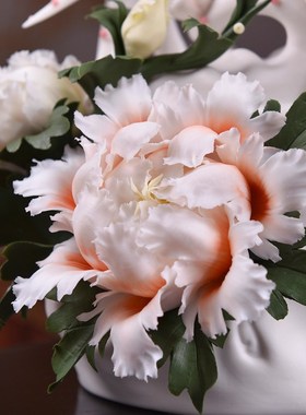 东方泥土中式客厅装饰品陶瓷花摆件雕塑工艺品乔迁礼品/福满乾坤